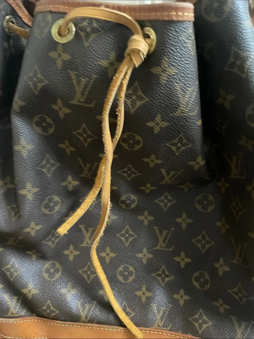 Vintage Louis Vuitton Monogram Canvas Drawstring Bucket Bag - Brown/Tan - Picture 2 of 9